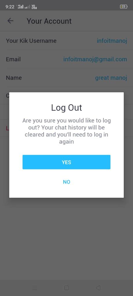 Log Off Confirmation.